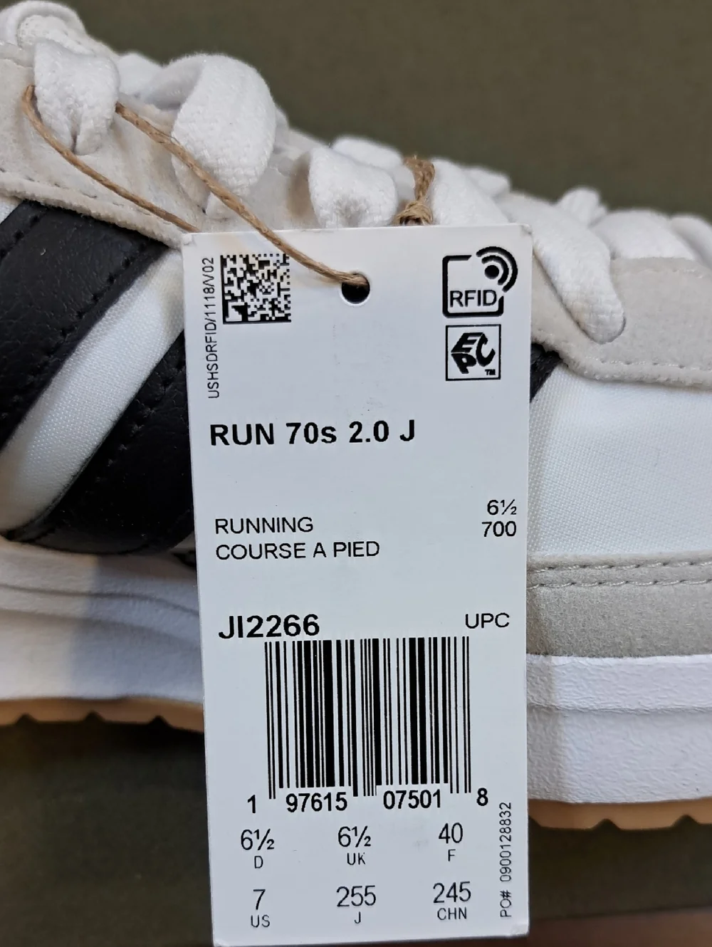Adidas Run 70s 2.0 Shoes - Color: White/Black/Grey - Size: Kids 7